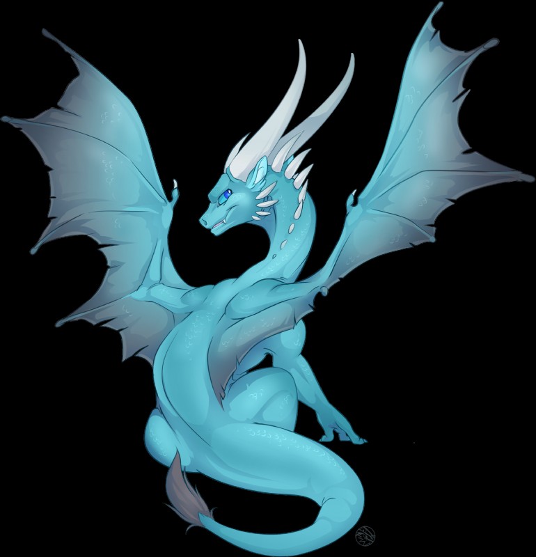 blue_eyes open_wings rear_view solo tail tail_tuft tuft feardakez mythology dragon mythological_creature mythological_scalie scalie alpha_channel hi_res