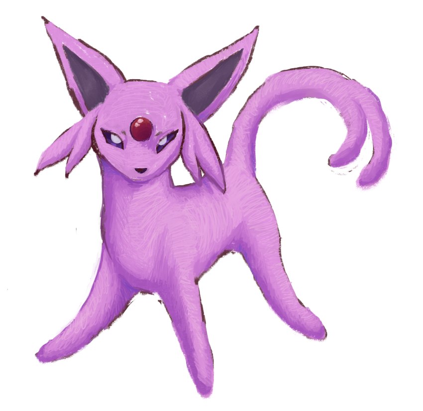 ambiguous_gender feral front_view head_gem looking_at_viewer quadruped raised_tail simple_background solo standing tail teochronico nintendo pokemon eeveelution espeon generation_2_pokemon pokemon_(species) hi_res