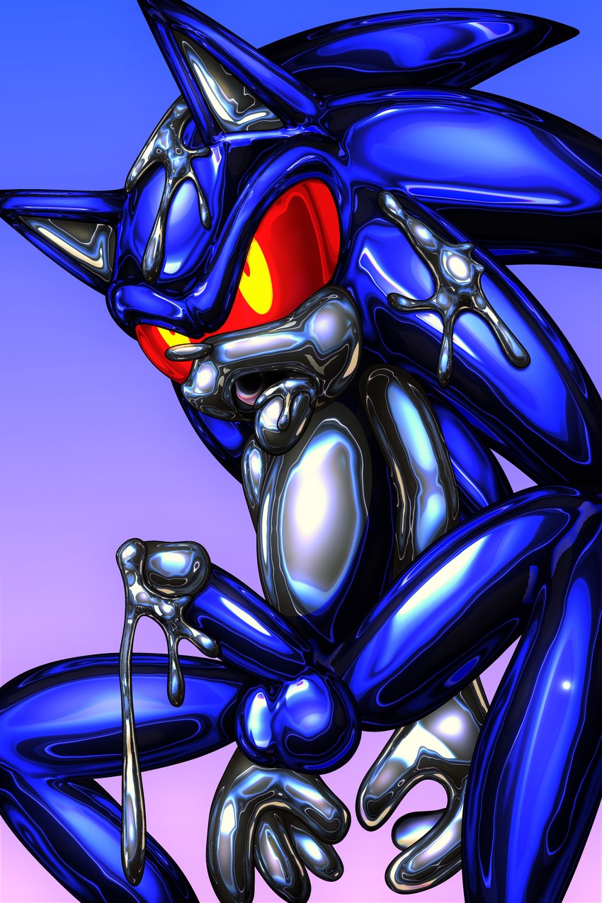 genitals liquid_metal machine male metal_virus penis red_eyes solo sega sonic_the_hedgehog_(series) sonic_the_hedgehog eulipotyphlan hedgehog mammal robot zombot 2:3 absurd_res hi_res