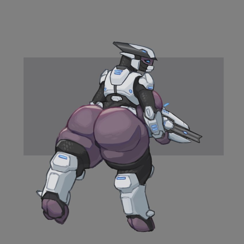 armor big_breasts big_butt breasts butt clothing curvy_figure feet female headgear helmet huge_breasts huge_butt leggings legwear solo voluptuous walking weapon wide_hips pulseblock halo_(series) microsoft xbox_game_studios alien humanoid sangheili hi_res