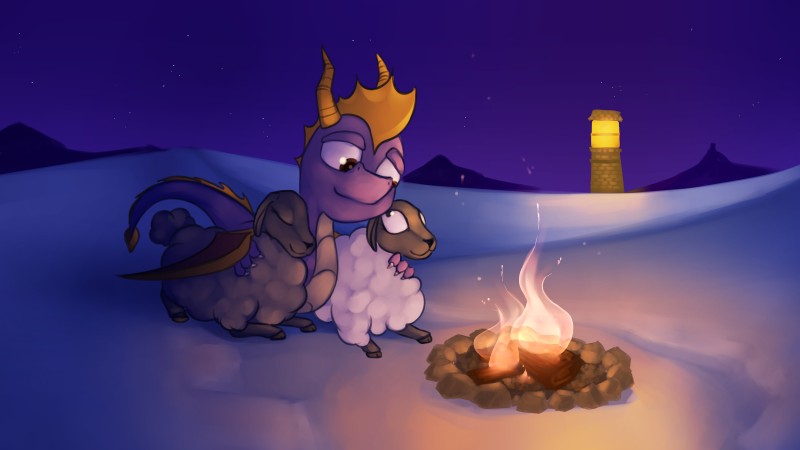 ambiguous_gender cuddling feral feral_on_feral fire group horn male male/ambiguous membrane_(anatomy) membranous_wings polyamory snow tail wings marsminer activision mythology spyro_the_dragon marble_(gittonsxv) quartz_(gittonsxv) spyro bovid caprine domestic_sheep dragon mammal mythological_creature mythological_scalie scalie sheep suffolk_sheep 16:9 2016 absurd_res hi_res widescreen