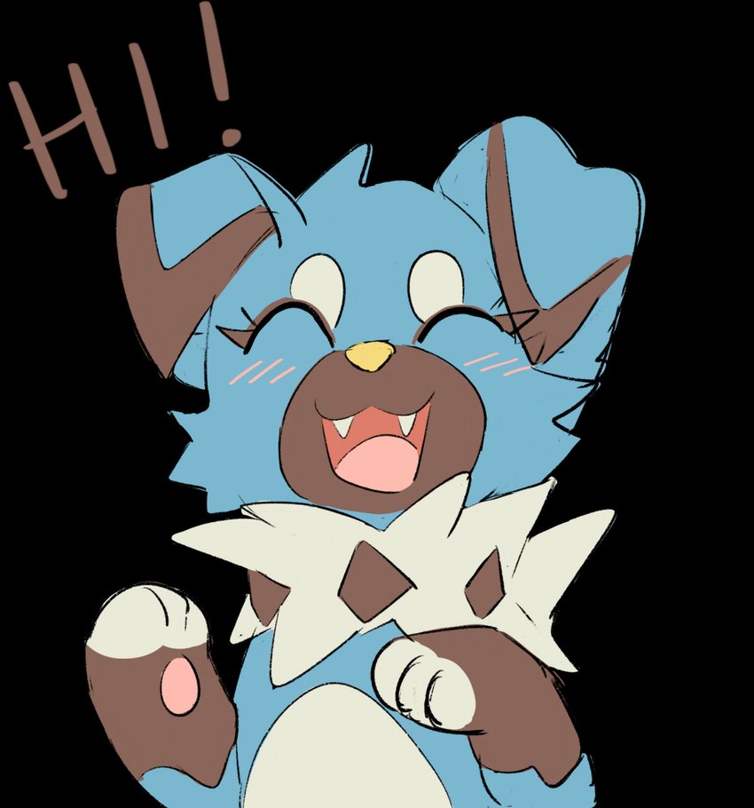 black_background blue_body blue_fur brown_body brown_fur fangs female feral fur open_mouth open_smile simple_background smile solo teeth yellow_nose bloowolfy nintendo pokemon aries_(bloowolfy) canid canine generation_7_pokemon mammal pokemon_(species) rockruff 2022 bust_portrait hi_res portrait