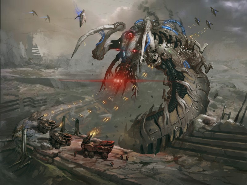 ambiguous_gender anthro battle flying group gunfire kalros red_eyes ruins size_difference smoke solo_focus tank vehicle war andrewryanart bioware electronic_arts mass_effect alien annelid krogan reaper_(mass_effect) thresher_maw worm 4:3 absurd_res digital_media_(artwork) digital_painting_(artwork) hi_res