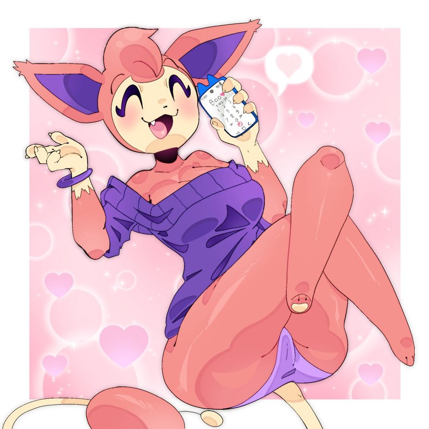 anthro blush breasts clothed clothing electronics eyes_closed female fur holding_object multicolored_body multicolored_fur open_mouth phone pink_body pink_fur pink_tongue pokemorph solo tan_body tan_fur tongue cheribunie game_freak nintendo pokemon tinder_skitty_(series) fan_character tinder_skitty generation_3_pokemon pokemon_(species) skitty 1:1 colored