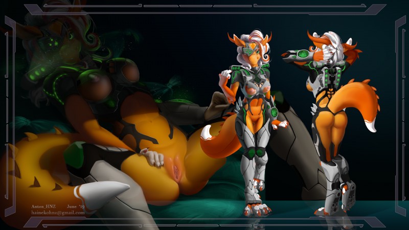 anthro armor breasts butt female genitals non-mammal_breasts nude pussy science_fiction solo tail text hnz mythology dragon mythological_creature mythological_scalie scalie hazel_(disambiguation) 16:9 2019 hi_res url widescreen