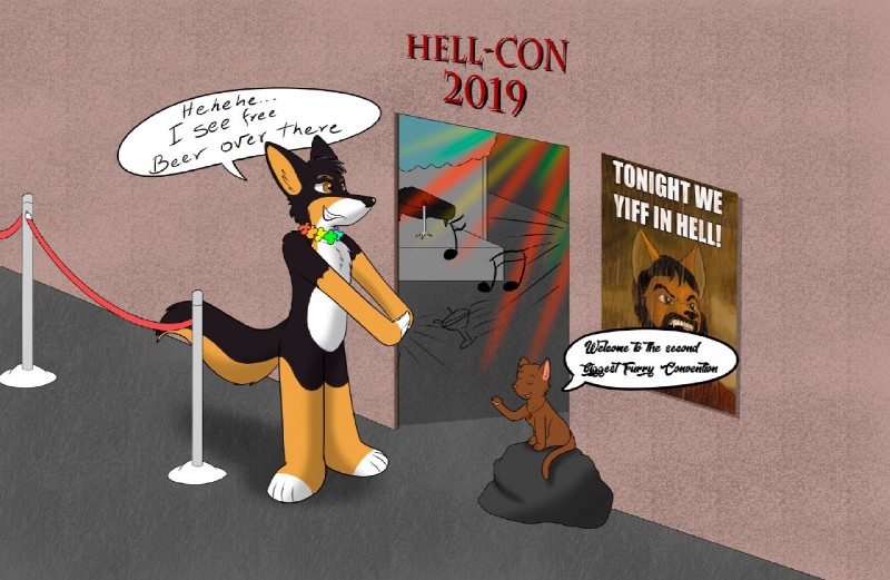 anthro collar convention cursive duo floral flower flower_garland fur garland humor jewelry lei male necklace plant poster spartan_armor_(roman) text warrior skunket 300_(film) tonight_we_dine_in_hell_(meme) yiff_in_hell dogbomb king_leonidas_(300) spartan_(roman) angel canid canine canis domestic_cat domestic_dog felid feline felis mammal english_text meme