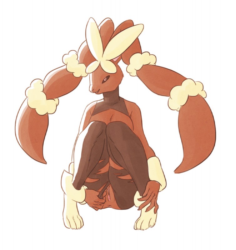 anus clothing female genitals pussy simple_background solo torn_clothing white_background salvation nintendo pokemon generation_6_pokemon mega_evolution mega_lopunny pokemon_(species)