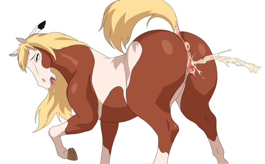 anatomically_correct anatomically_correct_anus anatomically_correct_genitalia anatomically_correct_pussy animal_genitalia animal_pussy anus aroused aroused_face blonde_mane blue_eyes bodily_fluids brown_body butt censored_anus censored_equine_anus censored_equine_pussy censored_genitalia censored_pussy clitoral_winking clitoris equine_anus equine_genitalia equine_pussy eye_roll eyebrows eyelashes feather_in_mane female feral genital_fluids genitals hooves looking_at_viewer mane open_mouth peeing pink_anus pink_pussy pink_tongue presenting presenting_anus presenting_hindquarters presenting_pussy puffy_anus pussy quadruped raised_tail rear_view saliva saliva_string simple_background solo tail text tongue tongue_out urine white_background white_body yellow_tail nikuyoku dreamworks spirit:_stallion_of_the_cimarron rain_(cimarron) equid equine horse mammal 2023 absurd_res censored hi_res mosaic_censorship