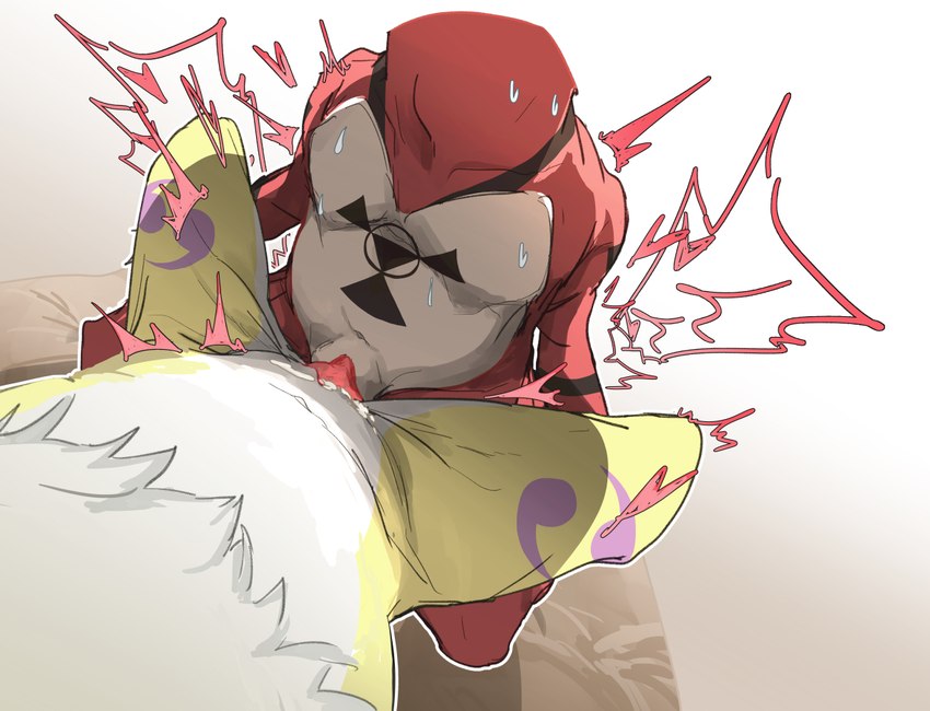 anthro belly bodily_fluids duo female from_front_position fur penetration penile penile_penetration receiving_pov sex spread_legs spreading sweat white_body white_fur yellow_body yellow_fur ptkd bandai_namco digimon canid digimon_(species) guilmon mammal renamon 2023 censored