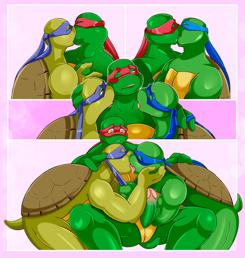 3_fingers anthro erection fingers french_kissing genitals group group_sex humanoid_genitalia humanoid_penis kissing licking licking_another licking_partner male male/male open_mouth penis sex shell simple_background spread_legs spreading threesome tongue tongue_out trio mishajeans teenage_mutant_ninja_turtles donatello_(tmnt) leonardo_(tmnt) raphael_(tmnt) reptile scalie turtle absurd_res comic digital_media_(artwork) hi_res brother_(lore) brothers_(lore) incest_(lore) sibling_(lore)