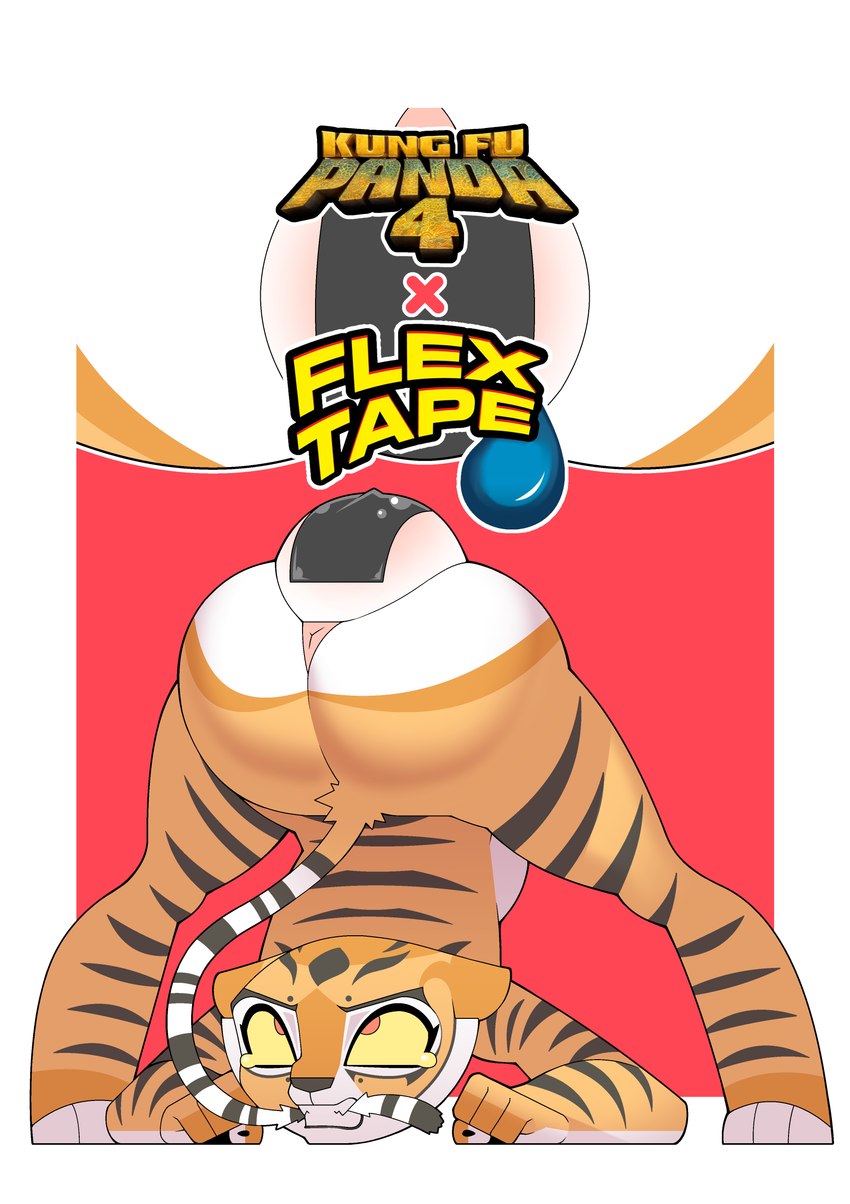 anus ass_up birth blocked_birth bodily_fluids butt female flexible genitals logo pregnant pregnant_female pussy pussy_tape solo tail tape tears teeth pr-egg-nant dreamworks flex_tape kung_fu_panda master_tigress felid mammal pantherine tiger absurd_res hi_res