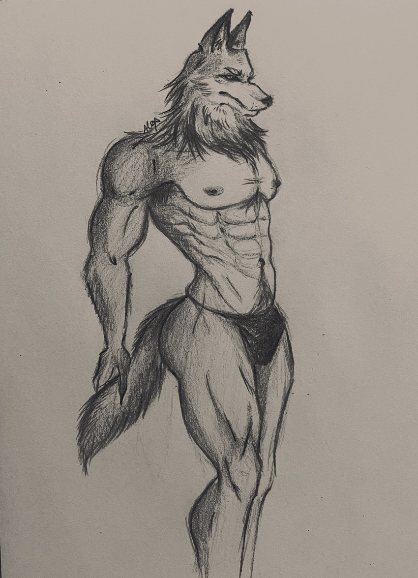 anthro body_hair butt legs_together male nude raised_hips solo tail touching_tail alex_dellamortex canid canine canis mammal wolf hi_res