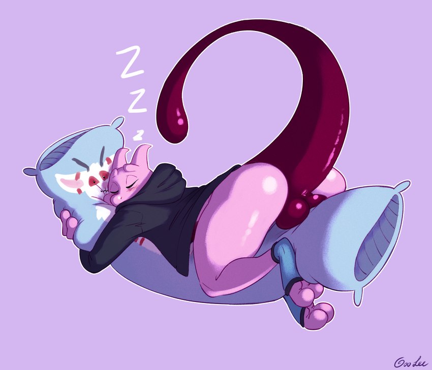 anthro anus balls body_pillow bottomless butt clothed clothing feet footwear genitals glistening glistening_body hoodie hug hugging_object hugging_pillow lying male on_front pillow raised_tail simple_background sleeping socks solo sound_effects tail thick_tail topwear vowelless vowelless_sound_effect zzz goolee nintendo pokemon pat_(lapatte) tiesci generation_1_pokemon legendary_pokemon mewtwo pokemon_(species) hi_res