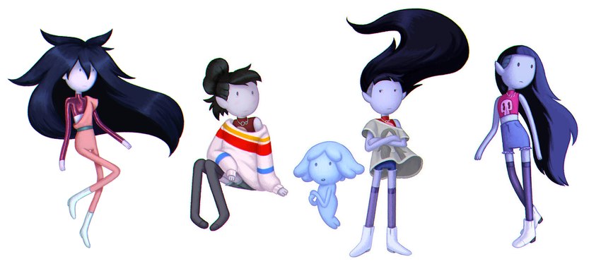 alternative_fashion black_hair boots bottomwear clothing crop_top duo female footwear hair humanoid_pointy_ears legwear not_furry on_model pointy_ears punk shirt shoes shorts solo sweater t-shirt thigh_highs toony topwear undercut benjamin_anders adventure_time cartoon_network marceline_abadeer demon ghost humanoid hybrid spirit vampire concept_art official_art