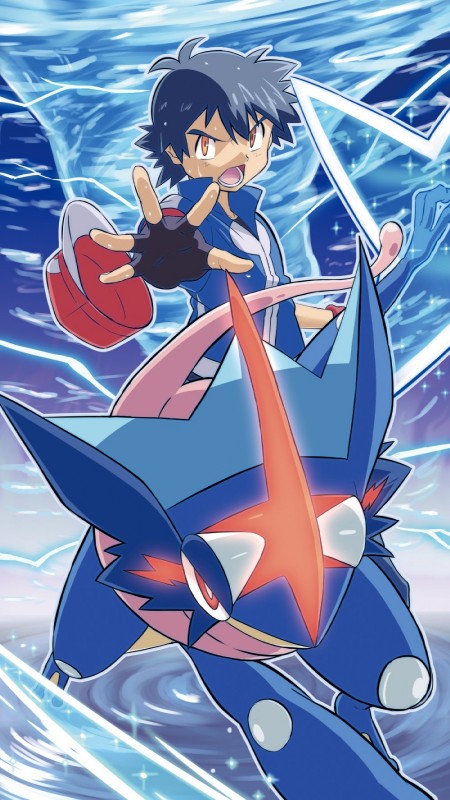 anthro blue_body blue_skin clothed clothing duo hair hat headgear headwear male pokemon_move red_eyes water water_shuriken yoyoyokikana nintendo pokemon ash-greninja ash_ketchum pokemon_trainer amphibian generation_6_pokemon greninja human mammal pokemon_(species) 2015 colored hi_res