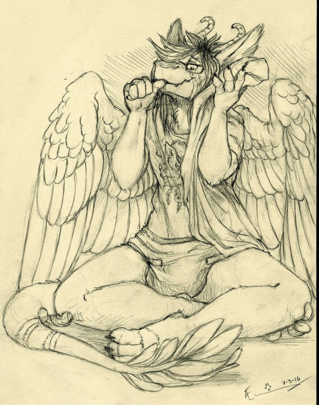 ageplay anthro barefoot biped claws clean_diaper clothed clothing diaper digitigrade eyewear feathered_wings feathers feet fur glasses hair horn infantilism looking_down male roleplay shirt simple_background sitting solo sucking tail thumb_suck topwear wearing_diaper wings unknown_artist unknown_artist_signature mythology twixxel_minty angel_dragon dragon mythological_creature mythological_scalie scalie 2016 absurd_res hi_res monochrome signature sketch source_request traditional_media_(artwork)