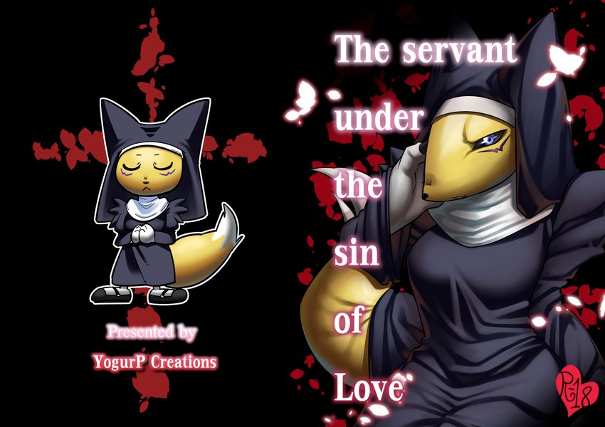 anthro clothing eyes_closed female fur nun nun_habit nun_outfit prayer_hands praying religious_clothing solo yellow_body yellow_fur yogurpodrido bandai_namco digimon canid digimon_(species) mammal renamon comic cover cover_art cover_page