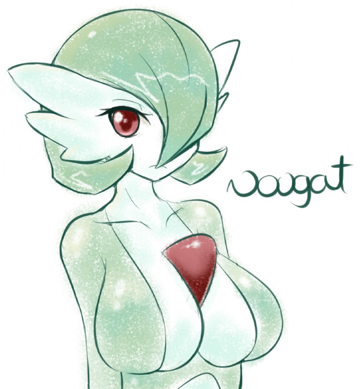 big_breasts breasts female not_furry solo text jcdr nintendo pokemon nougat_(character) gardevoir generation_3_pokemon mammal pokemon_(species) english_text