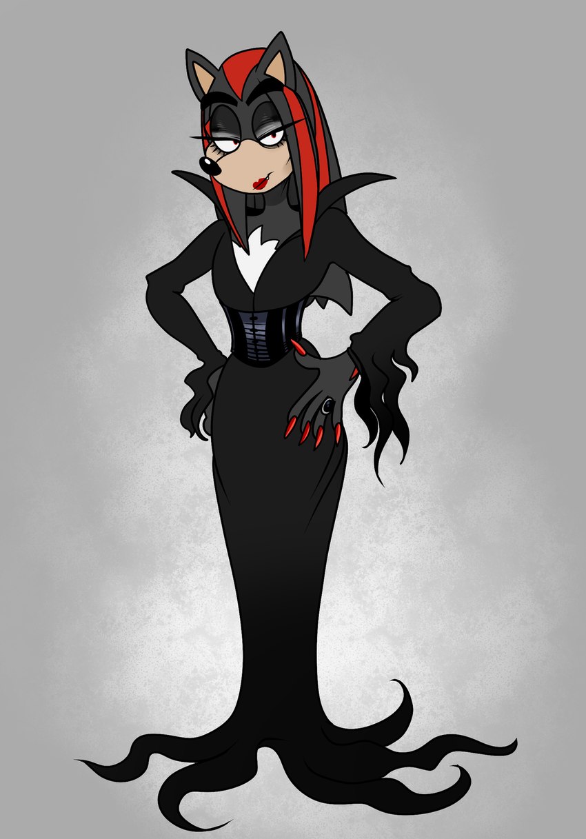 morticia addams and shadow the hedgehog (sonic the hedgehog (series) and etc) created by beastofeuthanasia