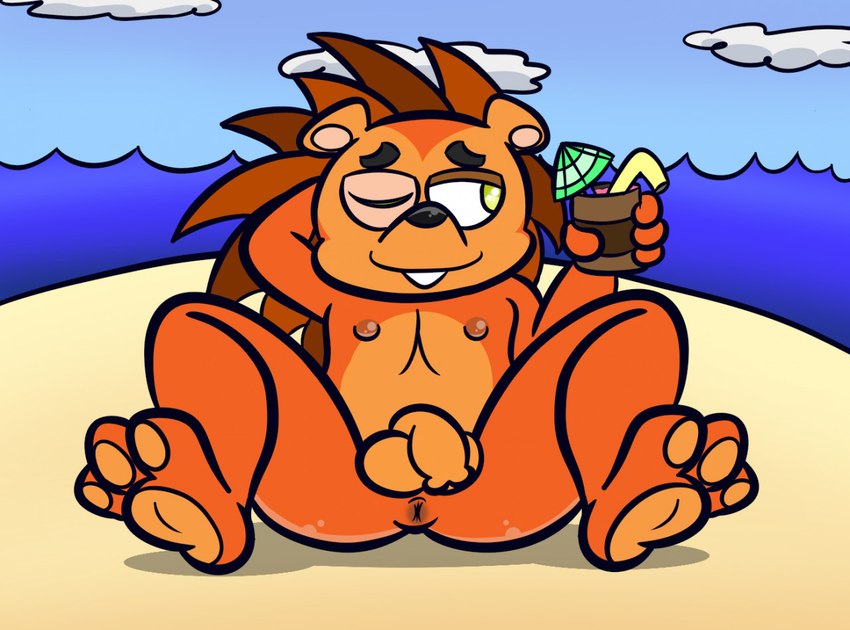 anthro anus balls beach beverage black_nose cloud container cup feet flaccid foreskin fur genitals green_eyes holding_container holding_cup holding_object male nipples nude nude_anthro nude_male one_eye_closed orange_body orange_fur orange_pawpads pawpads penis seaside sitting sky smile solo spread_legs spreading toes toony unretracted_foreskin water kaokao hasbro littlest_pet_shop littlest_pet_shop_(2012) russell_ferguson eulipotyphlan hedgehog mammal 2021