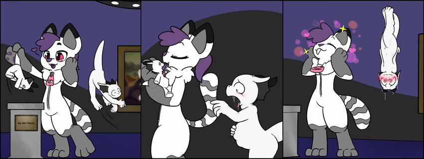 2_horns 3_panel_comic 3_toes 4_fingers 5_fingers :3 abdominal_bulge anthro anthro_pred art_gallery biped black_border black_ear_tips black_frill black_horn blush bodily_fluids border comic_panel constricted_pupils covered_in_saliva curved_horn cute_fangs deep_throat detailed_background digitigrade dipstick_ears direction_lines dizzy_eyes dripping duo ear_frill ear_markings excessive_saliva extreme_french_kiss eyebrows eyelashes eyes_closed fangs featureless_chest featureless_crotch feet female female_anthro female_pred fingers floating forced french_kissing frill_(anatomy) fur fur_markings gaping_mouth glistening glistening_eyes gloves_(marking) grey_feet grey_hands grey_inner_ear grey_stripes hair hand_on_belly hand_on_cheek hand_on_own_belly hand_on_own_cheek happy head_first head_horn heart_symbol hearts_around_head heavy_blush holding_by_tail holding_doll holding_object holding_tail horn iconography kissing larger_female larger_pred leg_markings legs_together levitation male male/female markings membrane_(anatomy) membranous_frill motion_lines multicolored_ears nude nude_anthro nude_female nude_male oblivious open_:3 open_mouth oral oral_penetration oral_vore painting pawpads paws penetration picture_frame pink_blush pink_eyes pink_tongue plaque plushie plushophilia pointy_ears ponytail prick_ears pupils purple_hair purple_nose purple_pawpads purple_tongue questionable_consent raised_head raised_inner_eyebrows reaching reaching_towards_another ring_(marking) ringed_tail round_tail ruff saliva saliva_drip saliva_string scales short short_snout side_view size_difference small_horn small_pupils smaller_male socks_(marking) squean standing striped_markings striped_tail stripes surprise surprised_expression tail tail_markings tapering_tail teeth text three-quarter_view toes tongue tongue_out unaware_pred unusual_vore upside_down voodoo voodoo_doll vore wavy_mouth white_body white_ears white_fur white_scales yellow_eyes zipper alator darz_(azareus) kyoko_(kyokopuffs) animate_inanimate felid feline kobold living_plushie mammal scalie serval 2025 absurd_res colored comic english_text flat_colors hi_res