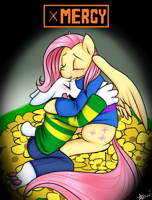 asriel dreemurr and fluttershy (friendship is magic and etc) created by azugarlic and azure-doodle