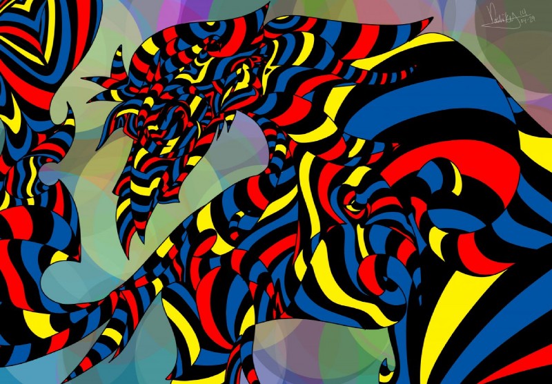 abstract_art ambiguous_gender anthro solo voshiket canid canine canis mammal wolf 2014 colorful_theme