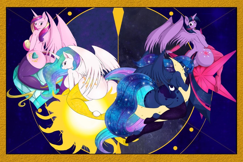 princess cadance, princess celestia, princess luna, and twilight sparkle (friendship is magic and etc) created by suirano