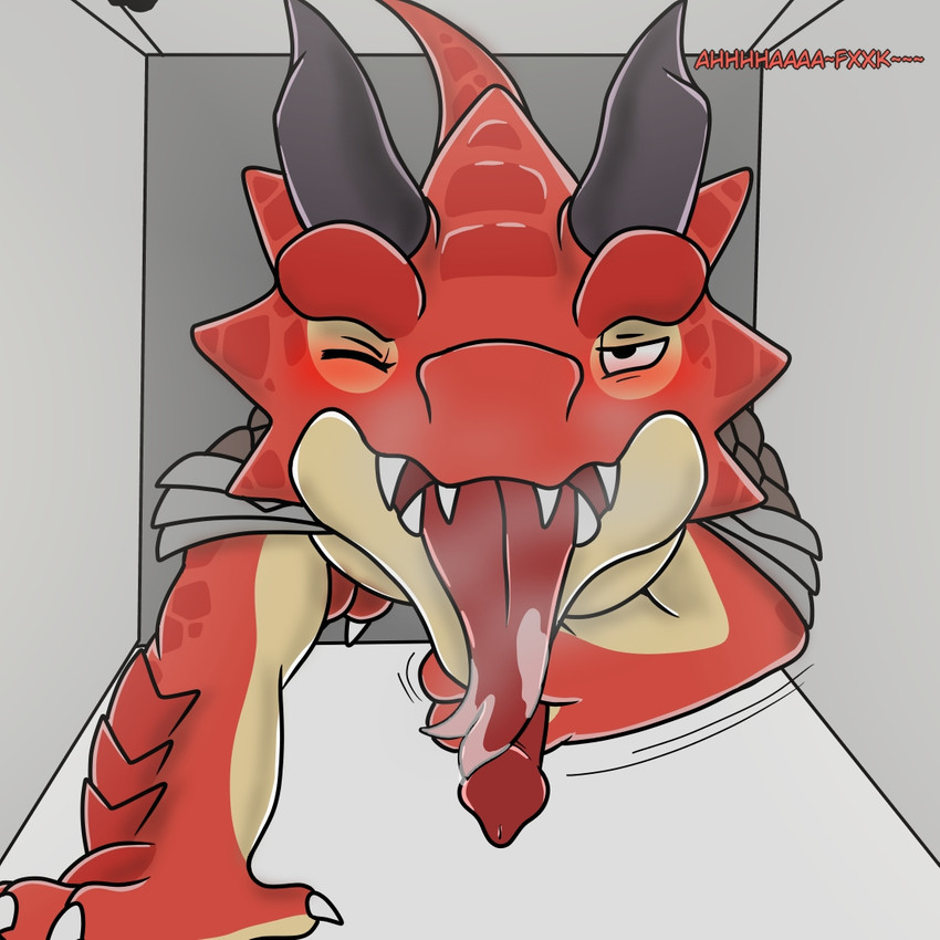 anthro genitals male masturbation penile penile_masturbation penis sex solo opstah brawlhalla mythology ragnir_(brawlhalla) dragon mythological_creature mythological_scalie scalie 1:1