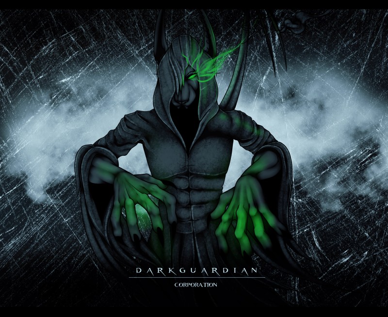 5_fingers anthro cloak clothing fingers green_body green_eyes green_skin looking_at_viewer male solo text dark_guardian_corporation mammal absurd_res english_text hi_res