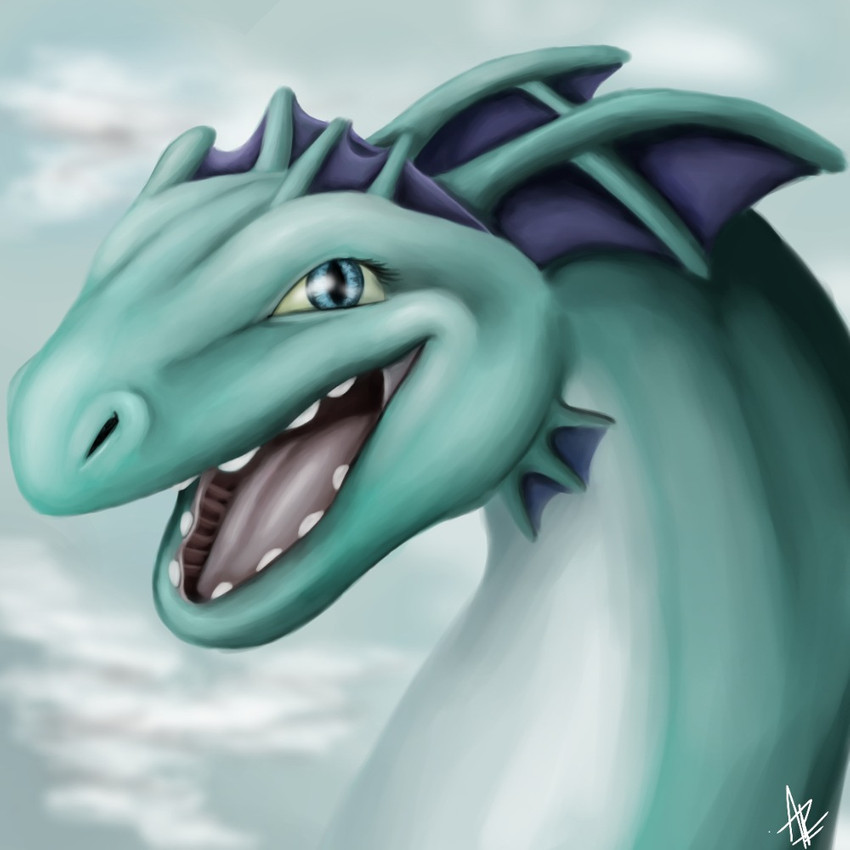 ambiguous_gender feral looking_at_viewer open_mouth simple_background solo water hamham5 mythology emily_draco dragon mythological_creature mythological_scalie scalie 1:1 bust_portrait digital_media_(artwork) portrait female_(lore)