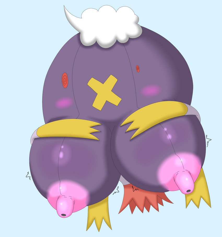 big_breasts breasts daikonryu female feral floating huge_breasts hyper nipples purple_body purple_nipples sagging_breasts solo unknown_artist nintendo pokemon drifblim generation_4_pokemon pokemon_(species) hi_res