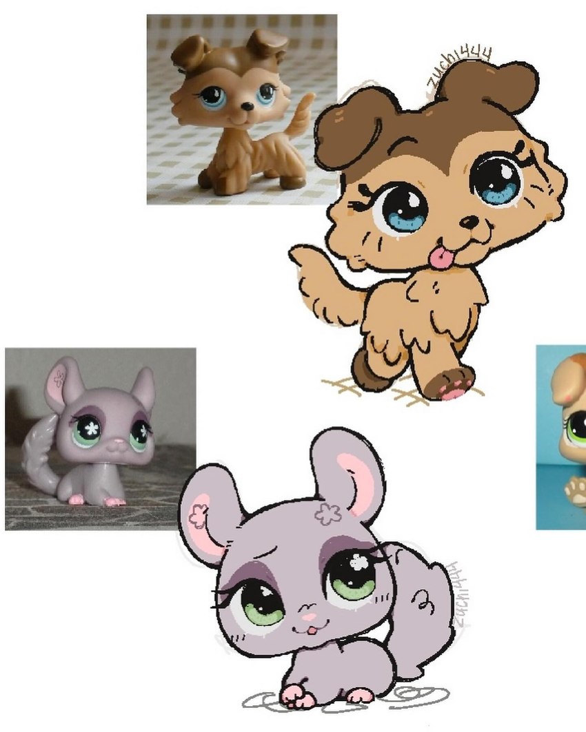 ambiguous_gender blue_eyes duo eyelashes eyeshadow floppy_ears flower fur green_eyes grey_body grey_fur lying makeup pawpads paws plant real smile tan_body tan_fur tongue tongue_out toy walking zuchi444 hasbro littlest_pet_shop lps_630 lps_893 canid canine canis chinchilla chinchillid collie domestic_dog herding_dog mammal pastoral_dog rodent sheepdog 4:5 hi_res reference_image