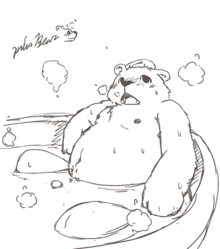 anthro bathtub blush erection genitals humanoid_genitalia humanoid_penis kemono knees_out_of_water legs_out_of_water male moobs navel nipples nude open_mouth overweight overweight_anthro overweight_male partially_submerged penis simple_background sitting sitting_in_water solo submerged_legs text water white_background hokkyoku_kuma stevenlew bear mammal english_text hi_res signature sketch