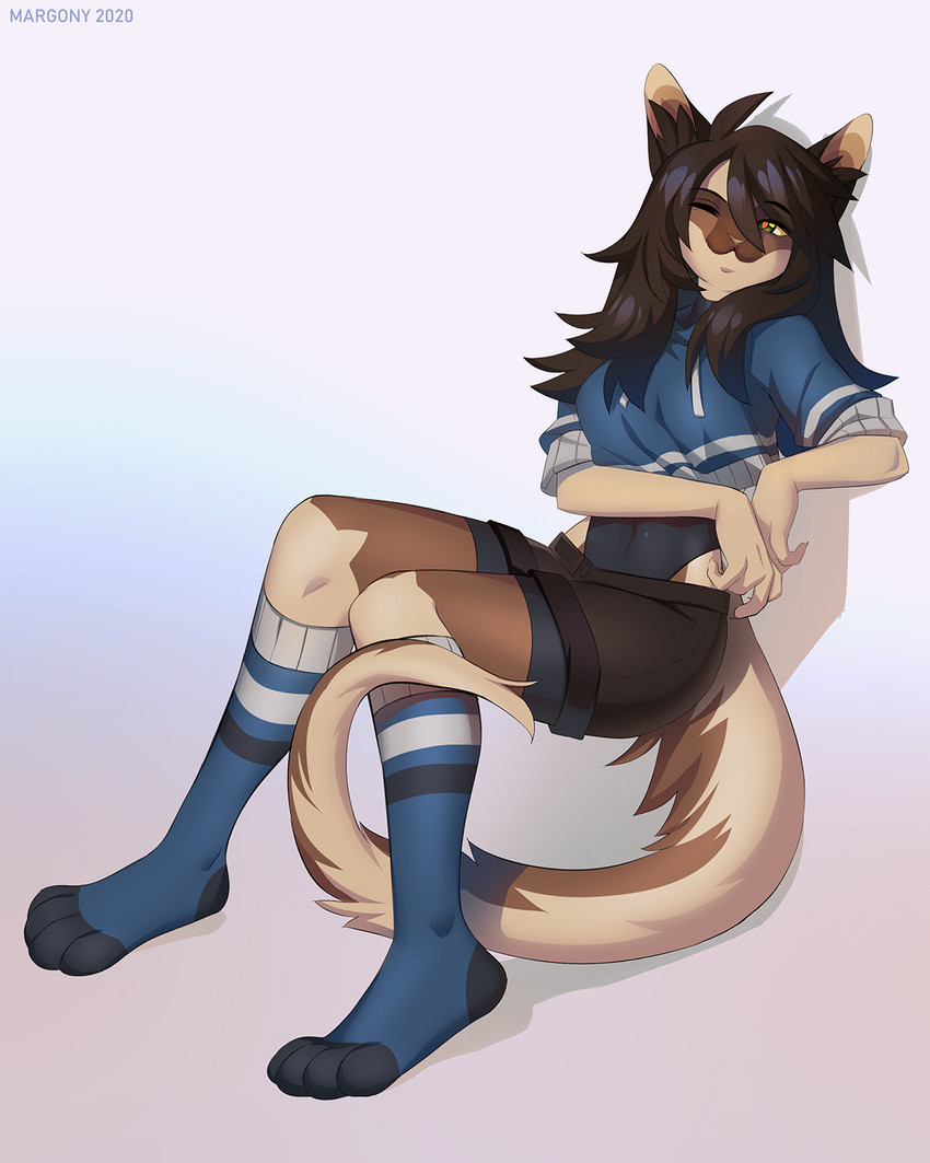 4_toes 5_fingers anthro breasts clothed clothing feet female fingers simple_background smile solo toes margony domestic_cat felid feline felis mammal 2020 4:5 digital_media_(artwork) hi_res