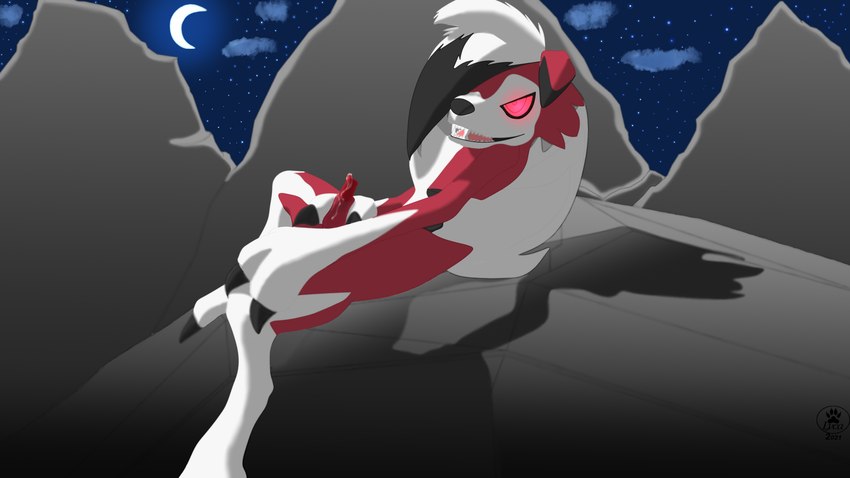 anthro bodily_fluids cum cum_drip dripping genital_fluids male solo lycadio nintendo pokemon generation_7_pokemon lycanroc midnight_lycanroc pokemon_(species) 16:9 hi_res widescreen