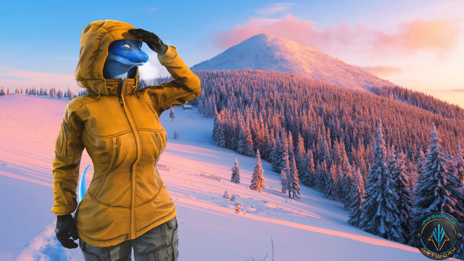 5_fingers anthro blue_body blue_skin bottomwear clothed clothed_anthro clothed_female clothing female fingers forest forest_background gloves handwear humanoid_hands jacket looking_forward mountain nature nature_background pants plant snake_hood snow solo topwear tree winter winter_clothing xpasha122x petruz_(modeler) cobra_(petruz) cobra reptile scalie snake 3d_(artwork) absurd_res digital_media_(artwork) hi_res source_filmmaker_(artwork)