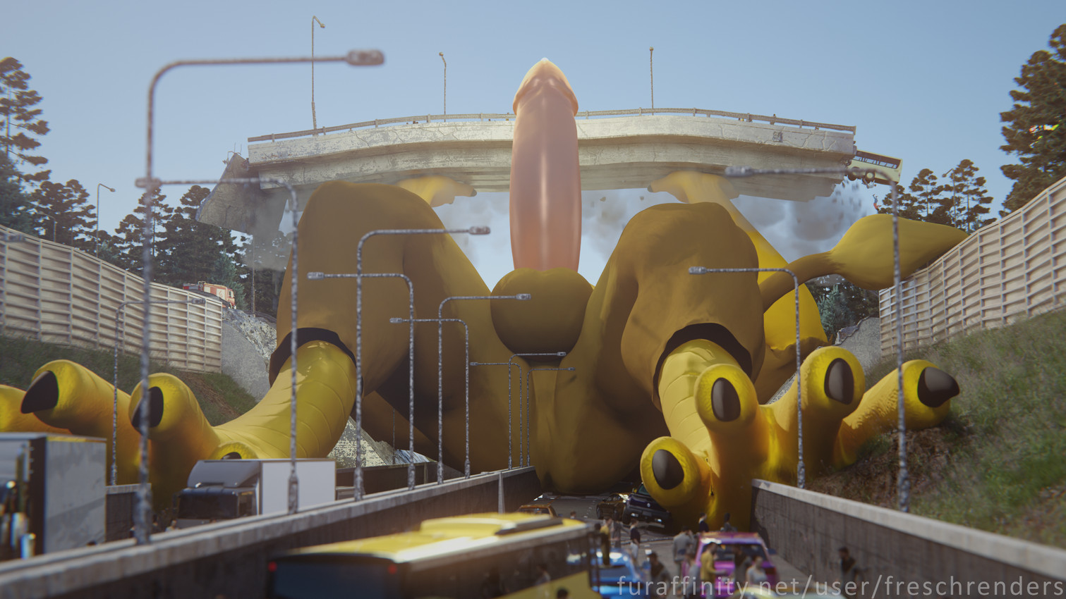 4_toes abs anthro biceps biped bridge brown_body brown_fur building building_destruction claws crush destruction erection extreme_size_difference feathered_wings feathers feet finger_claws fingers fur genitals highway humanoid_genitalia humanoid_penis macro macro_anthro macro_male male muscular muscular_anthro muscular_male nude open_mouth outside pawpads paws pecs penile penis rampage size_difference solo tail toe_claws toes vehicle vehicle_destruction wings freschrenders mythology carpo avian gryphon mythological_avian mythological_creature 3d_(artwork) digital_media_(artwork) hi_res