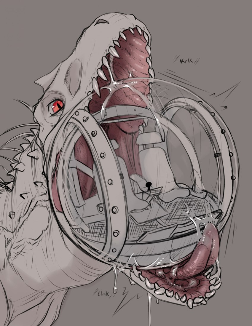 bodily_fluids drooling feral gyrosphere mouth_shot open_mouth red_eyes saliva sharp_teeth solo teeth tongue tongue_out nummynumz jurassic_park jurassic_world universal_studios dinosaur indominus_rex prehistoric_species reptile scalie theropod hi_res sketch