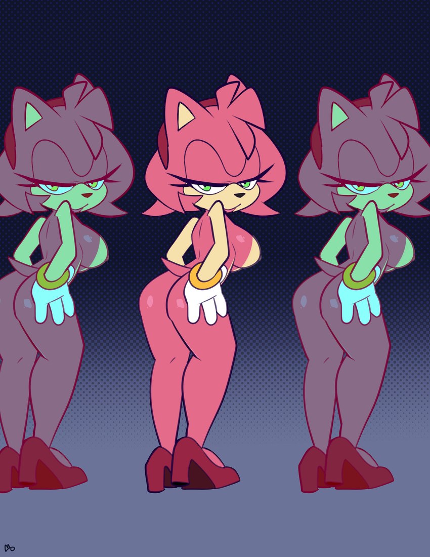 anthro breasts butt clothing female footwear green_eyes high_heels nipples nude shoes solo monamania sega sonic_the_hedgehog_(series) amy_rose eulipotyphlan hedgehog mammal absurd_res hi_res