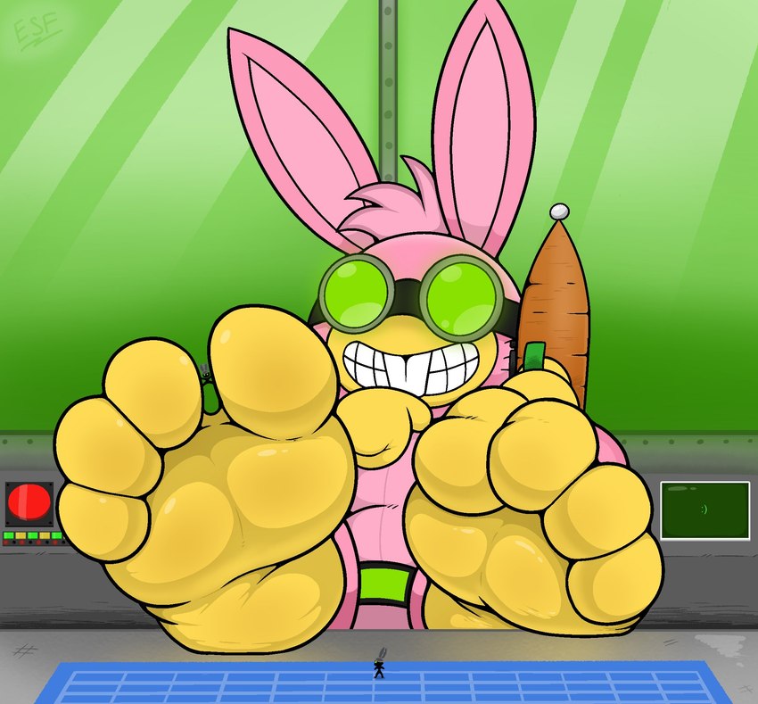 4_toes ambiguous_gender anthro dr_hare feet foot_focus humanoid_feet micro pink_body plantigrade soles solo toes yellow_body electricsnowfox poptropica humanoid lagomorph leporid mammal rabbit hi_res