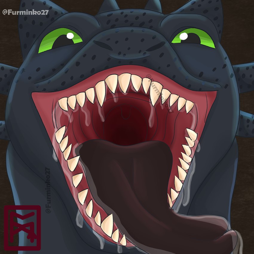 anthro male mouth_shot open_mouth solo teeth furminko27 dreamworks european_mythology how_to_train_your_dragon mythology dragon fury_(httyd) mythological_creature mythological_scalie night_fury scalie western_dragon hi_res