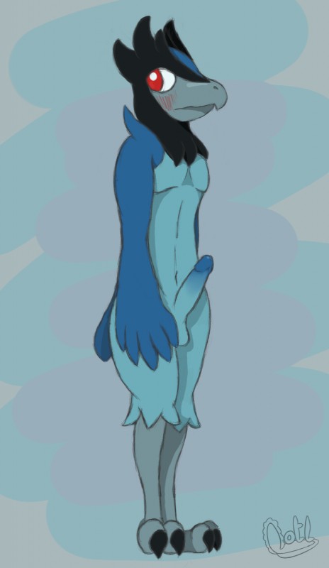 anthro anthrofied balls blush erection genitals humanoid_genitalia humanoid_penis male nude penis pokemorph solo standing toony lewd_lotl nintendo pokemon corvisquire generation_8_pokemon pokemon_(species) 2019 digital_media_(artwork) hi_res portrait