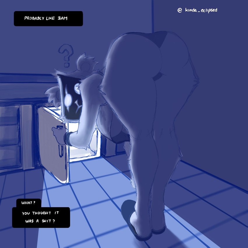 anthro appliance ass_out big_butt breasts butt butt_focus cleavage clothed clothing female footwear fridge kitchen_appliance panties question_mark shoes slippers solo speech_bubble text under_boob underwear majorlyeclipsed epic_games fortnite raven_team_leader bear mammal 1:1 colored english_text hi_res shaded watermark