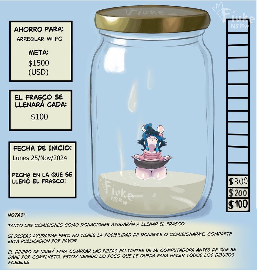 ambiguous_gender anthro belly big_butt blue_hair bodily_fluids bottomwear bulge butt butt_heart chat clothed clothing clothing_lift container cum cum_in_container cum_in_jar cum_on_feet cumjar cumming_in_jar cumshot currency_symbol dialogue dollar_sign donation donation_alert donation_drive donation_goal donation_incentive donation_praise ejaculation feet financial fundraiser fur furro genital_fluids hair heart_symbol huge_butt huge_thighs in_container in_jar incoming interaction_drive jar male male/male micro milestone miniature navel number piggybank raised_bottomwear raised_clothing raised_head raised_skirt short_stack simple_background skirt skirt_lift solo spanish speech_bubble symbol tail text text_box thick_thighs trapped trapped_in_jar white_body white_fur wide_hips fiuke fiuke_bnuy lagomorph leporid mammal rabbit absurd_res digital_drawing_(artwork) digital_media_(artwork) digital_painting_(artwork) english_text hi_res meme painting_(artwork) spanish_description spanish_text