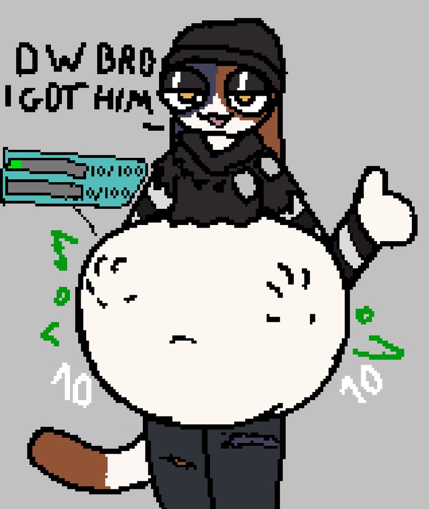 alternative_fashion ambiguous_anthro ambiguous_gender ambiguous_pred ambiguous_prey anthro anthro_pred anthro_prey arm_warmers armwear beanie belly big_belly big_eyes biped black_beanie black_body black_clothing black_eyelids black_face black_fur black_hat black_headwear black_legs black_legwear black_text black_topwear brown_body brown_face brown_fur brown_legs brown_tail clothed clothed_ambiguous clothed_anthro clothing dialogue digestion exposed_belly front_view fully_inside fur gameplay_mechanics glistening_eyelids grey_background gui half-closed_eyes hand_imprint hat headgear headwear health_bar health_points huge_belly imprint legs_together legwear looking_at_viewer mitten_hands monotone_background monotone_belly monotone_clothing monotone_hands monotone_legwear monotone_neck mottled multicolored_body multicolored_face multicolored_fur multicolored_tail narrowed_eyes navel noseless number open_mouth open_smile orange_pupils pattern_arm_warmers pattern_armwear pattern_clothing pupils same_size_vore simple_background smile smiling_at_viewer soft_vore solo standing striped_arm_warmers striped_armwear striped_clothing stripes tail talking_to_viewer text topwear torn_clothing torn_legwear torn_topwear two_tone_legs unseen_prey vore white_belly white_body white_face white_fur white_hands white_neck white_tail tcsrjx epic_games fortnite meow_skulls calico_cat domestic_cat felid feline felis mammal 2023 aliasing digital_drawing_(artwork) digital_media_(artwork) english_description guide_lines portrait sketch three-quarter_portrait female_(lore)