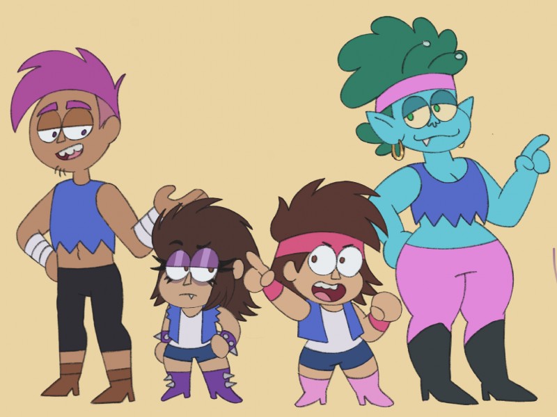 crossgender female ftm_crossgender group hair male mtf_crossgender not_furry purple_hair itoruna cartoon_network ok_k.o.!_let's_be_heroes enid_(ok_k.o.!_lbh) kaio_kincaid radicles turbo_k.o. alien human humanoid mammal x-tian 4:3 hi_res