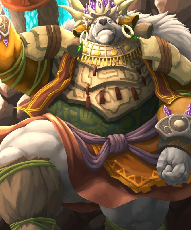 anthro armor biped black_nose blue_eyes clothed clothing crown facial_scar fist frown fully_clothed fur headgear humanoid_hands jewelry male one_eye_closed overweight overweight_anthro overweight_male scar solo white_body white_fur dendoro sdorica crushfang_(sdorica_sunset) bear mammal polar_bear ursine 2019 5:6 hi_res