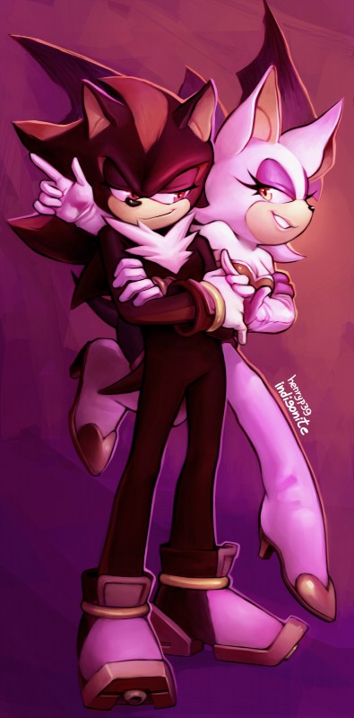 rouge the bat and shadow the hedgehog (sonic the hedgehog (series) and etc) created by ansyp and indigonite