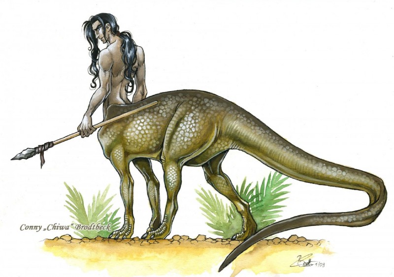 black_hair butt claws green_body green_scales hair long_hair looking_back melee_weapon muscular muscular_taur polearm scales simple_background solo spear split_form standing weapon connychiwa dinosaur dinosaur_taur ornithischian ornithischian_taur ornithopod prehistoric_species reptile reptile_taur scalie scalie_taur taur tenontosaurus 2009